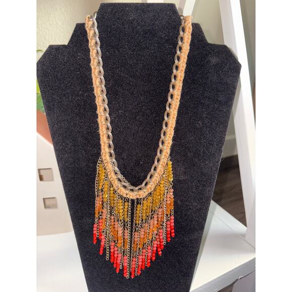 Thrifty Babes Jewelry - Pink, Orange, Yellow Beaded Boho Western Necklace